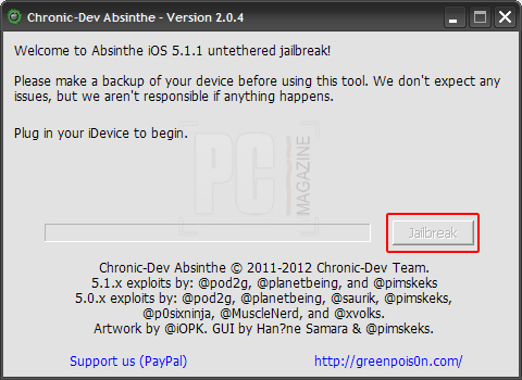 Absinthe unthreaded jailbreak for  iOS 5.1.1